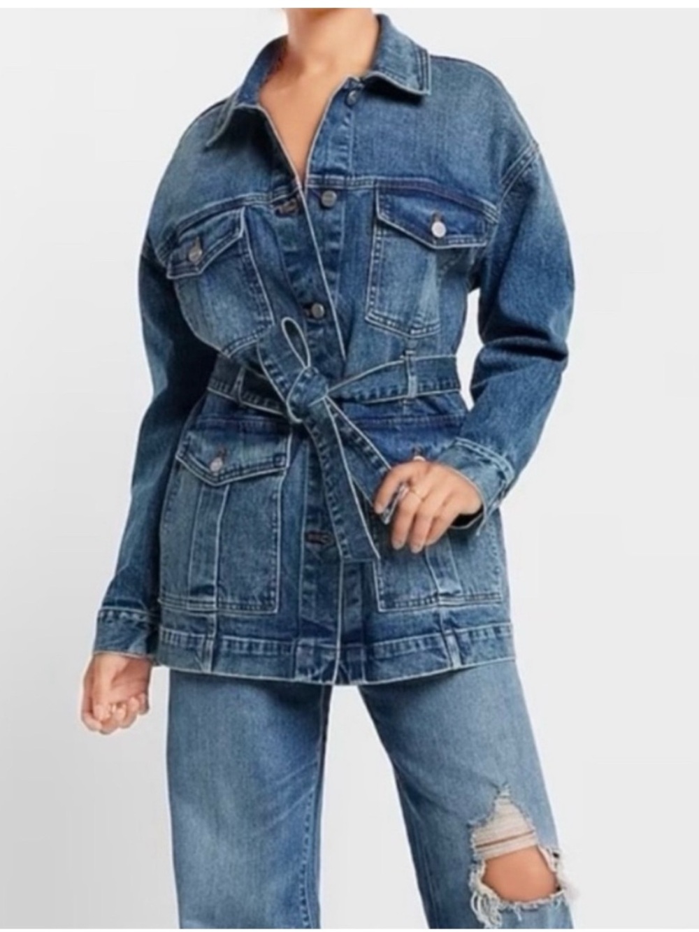 Express Denim Belted Jacket -